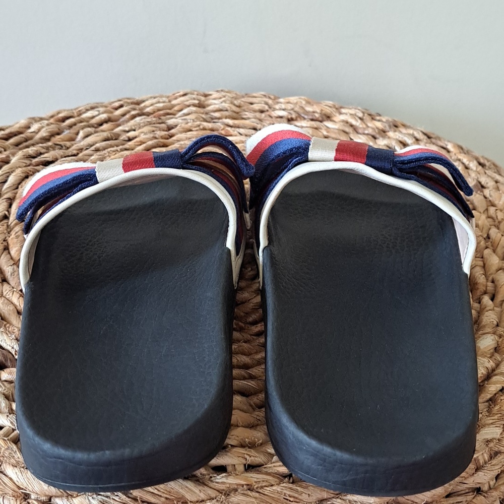 Gucci Womens Sylvie Satin Oversized Bow Slides Molded Rubber Soles‎ EU38/US7.5-8 - Picture 15 of 15